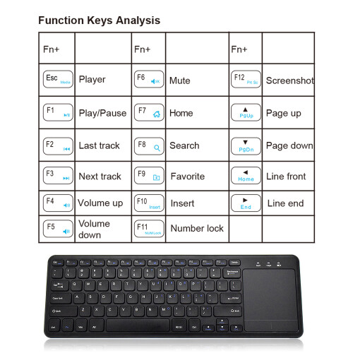 Wireless 2.4G Ultra-Thin Keyboard with Touchpad, 78 Keys, Black 2