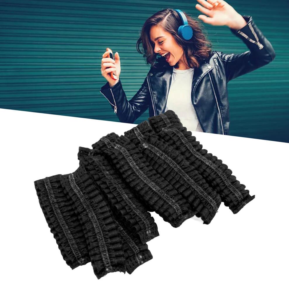 100Pcs Disposable Earpad Covers Stretchable Earphone Headphone Covers Black 3521374771060