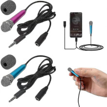 Mini microfone para celular, mini microfone de karaokê, mini microfone com fio, mini microfone ASMR, microfone de karaokê