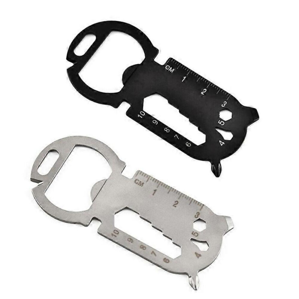 2Pack Keychain Bottle Opener Multi Tool, 100% Stainless Steel Gadget, 9 Tools In 1 [Bottle Opener, Wrench, Key Clip, Etc.] Universal Everyda 8472608282232