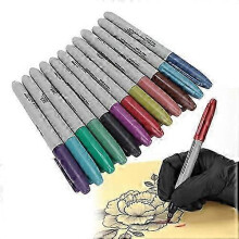 Tattoo Marking Pen, 12 Colors Temporary Tattoo Markers For Skin, Washable Removable Body Markers Set, Body Art Pens Tattoo Piercing Position