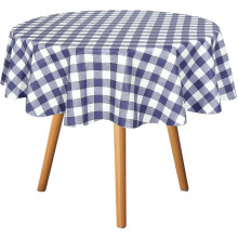 Runde Tischdecke mit Karomuster, 152 cm Durchmesser – wasserabweisend, flecken- und knitterarm, waschbar, königsblau und weiß