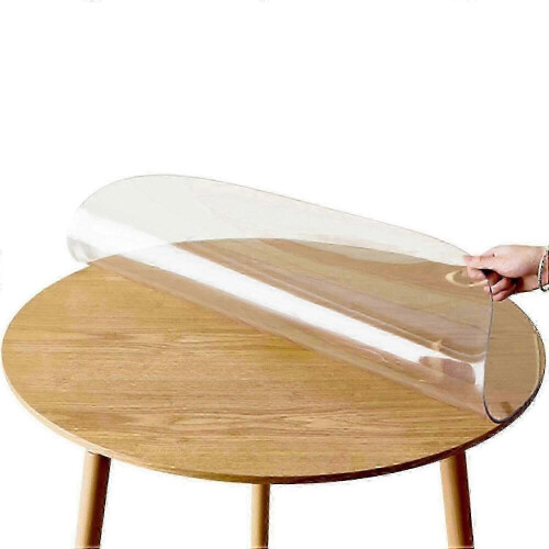 5 Sizes Clear PVC Table Cover Protector Round Tablecloth 2.0mm Thick Desk Pad Mat Waterproof 1