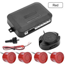 GreenYi Parktronics Einparkhilfe mit 4 Sensoren (22 mm, schwarz, silber, weiß, blau, rot) inklusive Rückfahrkamera, Radarwarner und akustisc