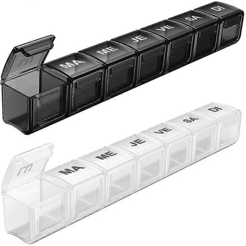 Französische Wochenpillendose, 7-Tage-Pillendose mit 14 Fächern, Wochenpillendose