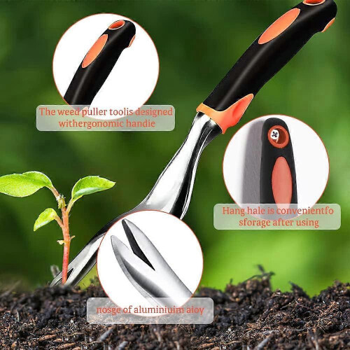 1 piece Orange - hand weeder, root puller, weeder, weeding tool, weeder, weeder, weeder, tool with rubber handle, length: 29cm 2