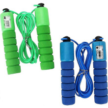 Kinder springtouw met teller, verstelbaar springtouw met hoge snelheid, groen + blauw