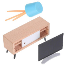 Poppenhuisaccessoires voor fantasiespel: 3-delige meubelset met tv-meubel
