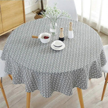 Runde Tischdecke 150 cm aus Baumwoll-Leinen-Twill, schlichter nordischer Stil, frisch, strapazierfähig, wiederverwendbar, knitterarm, Dekora
