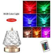 Lámpara de mesa de cristal acrílico con control remoto para dormitorio, proyector RGB de 16 colores ajustable para decoración de ambientes de