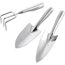 Gardening Tools, 3 Pieces 100% Stainless Steel Gardening Kit Outdoor Hand Tools