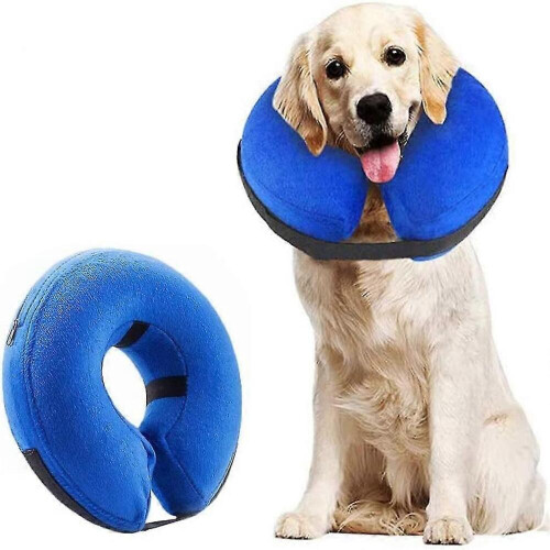 Collar inflable protector para perros, collar ajustable para mascotas, color azul