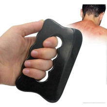 Massagegerät, Gua Sha-Stein aus schwarzem Stein zum Schaben von Weichgewebe, geeignet für Rücken, Beine, Arme, Nacken und Schultern (Schwarz