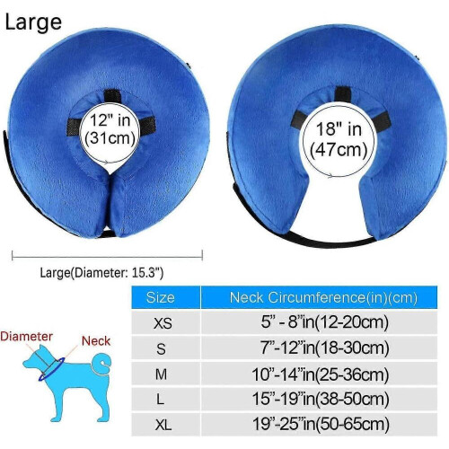 Collar inflable protector para perros, collar ajustable para mascotas, color azul 2