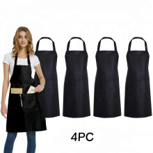 4-teiliges Küchenschürzen-Set, verstellbare Unisex-Kochschürze, einfarbige Haushaltsschürze, Schürze für Köche, Kellner, Grillmeister, Frise