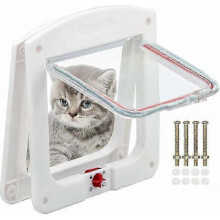 Katzenklappe für Katzen und Hunde, kleine Haustiertür, 4-fach abschließbar, Chip-Aktivierung, einfache Installation
