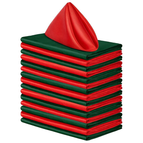 12 τεμάχια χριστουγεννιάτικες σατέν χαρτοπετσέτες 30x30cm, τετράγωνες, μεταξωτές, απ 1