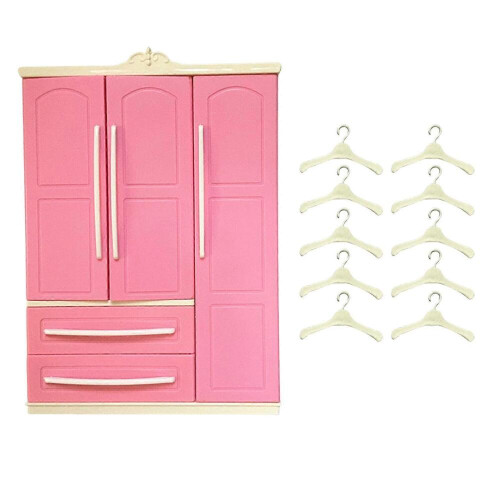 Guarda-roupa de boneca, armário, móveis para casinha de boneca, decoração em plástico resistente.