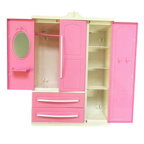 Guarda-roupa de boneca, armário, móveis para casinha de boneca, decoração em plástico resistente. 1