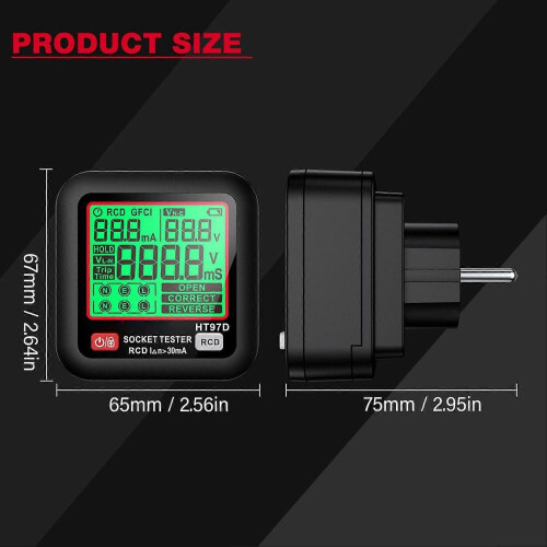 High quality HT97D Digital LCD Screen European Standard Socket Tester RCD Test 1