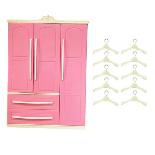 Guarda-roupa de boneca, armário, móveis para casinha de boneca, decoração em plástico resistente. 2