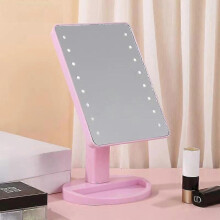 Draaibare make-upspiegel met ledverlichting, make-upspiegel voor thuis en op reis, make-upspiegel voor het scheren, roze