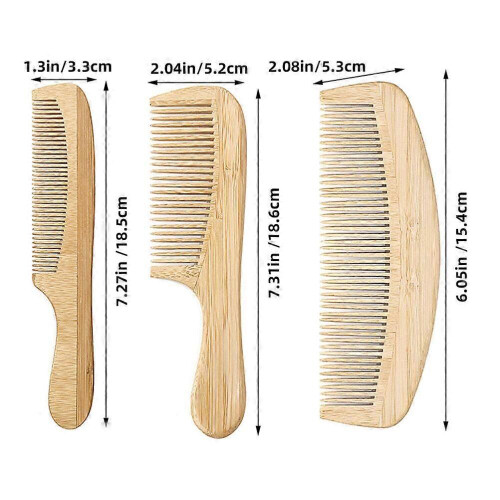 3pcs Bamboo Comb Anti-static Comb Fine Tooth Comb Small Comb Pocket Comb Portable Comb