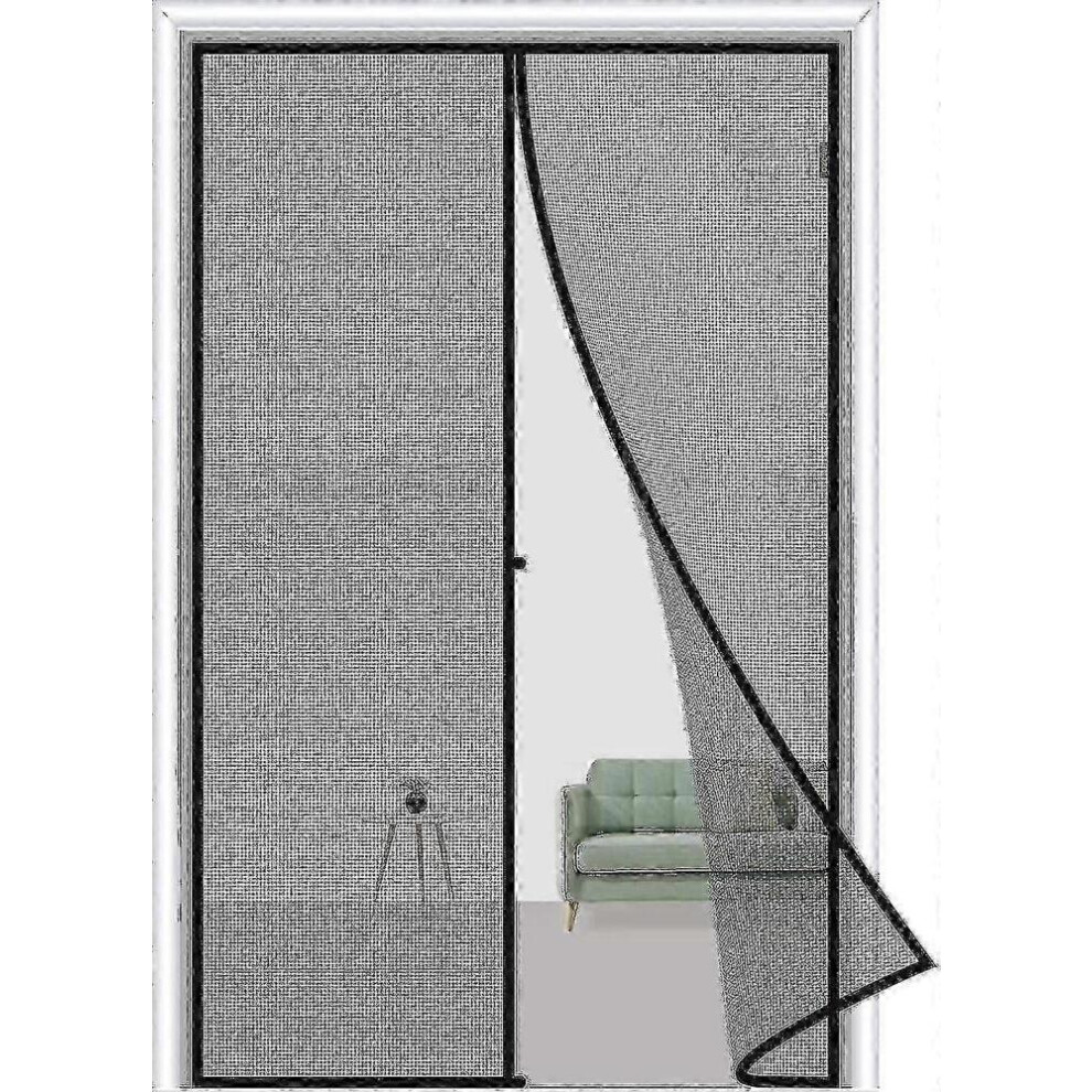 80 X 210 Cm Black Magnetic Door Curtain, Insect Repellent Magnetic Door Curtain With Magnets, No Drilling 8472608234101