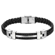 Herrenarmband, geflochtenes Herrenarmband, Metallarmband für Herren, Kreuzarmband für Herren, schwarzes geflochtenes Herrenarmband