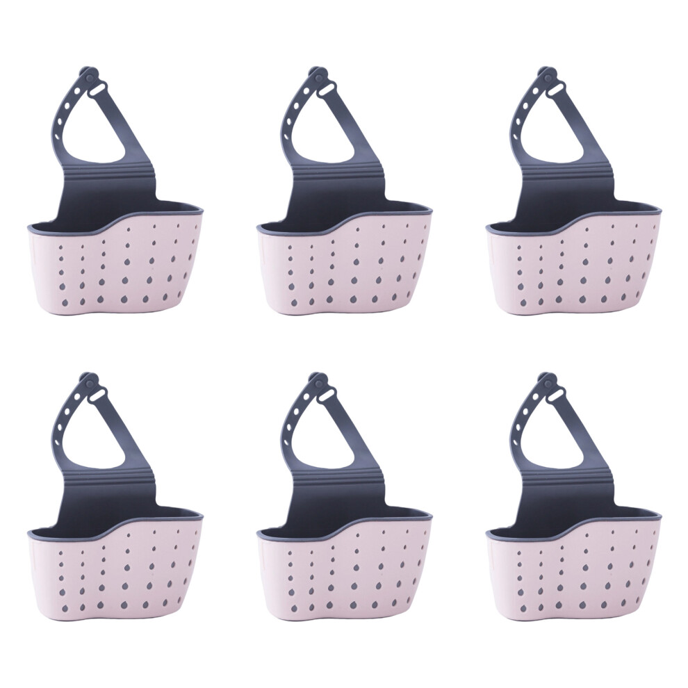 Adjustable Snap Button Sink Hanging Basket Double Layer-Pink 7732000532351