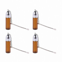 Leere Glas-Schnupftabakflaschen mit Metalllöffelverschluss, 4er-Pack, Schraubverschlussbehälter zur Aufbewahrung und zum Transport von Schnu