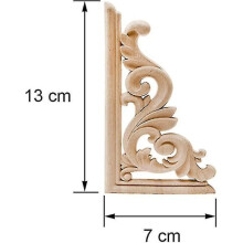 4-teiliges Set aus geschnitzter Holzdekoration, geschnitzter Holzecke, geschnitzter Leiste, unbemaltem Holz, geschnitztem Holz, geschnitzter