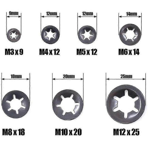 340 Piece Internal Tooth Star Lock Washer Locking Kit Quick Lock 1