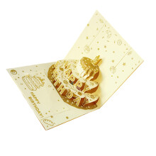 Happy Birthday Card 3D Cake Birthday-Starry golden cake D