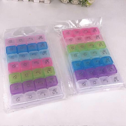 Pastillero de plástico reutilizable y duradero con 28 compartimentos para el hogar. 2