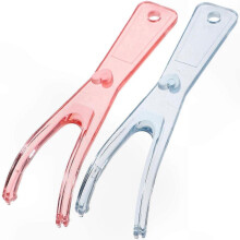 2-Pack Dental Floss Holders with Built-In Spool, Flat Wire Replacement Racks in Pink and Blue Colors