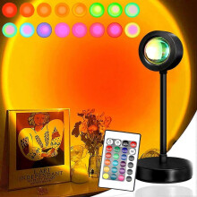 Lámpara de puesta de sol, lámpara de proyección de puesta de sol, luz de proyector de puesta de sol, 16 colores, brillo ajustable con control