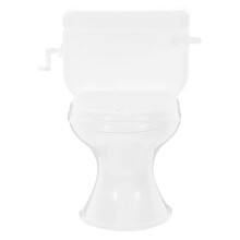 Miniatura de vaso sanitário em plástico branco para brincar de casinha de bonecas.