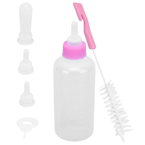 Futternippel für junge Kätzchen und Welpen – Silikonnippel, pink, 150 ml 1