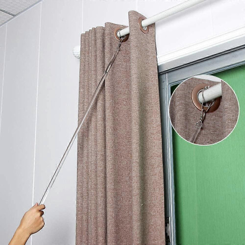 Conjunto de 2 varões de cortina transparentes invisíveis para cortinas com ilhós de 40 polegadas (101,6 cm). 2