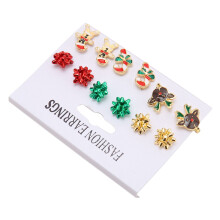 6 Pairs Christmas Earrings Alloy Light Weight Holiday Jewelry for Girls & Women