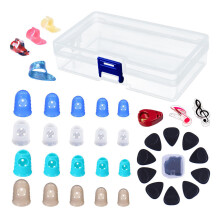 Guitar Finger Protectors, Silicone Fingertips Guards for Stringed Instruments, Non-slip Silicone Finger Sleeve Ensures Fretting Comfort, Thumb Guards