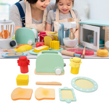 Holztoaster-Spielset mit abgerundeten Ecken und umfangreichem Zubehör