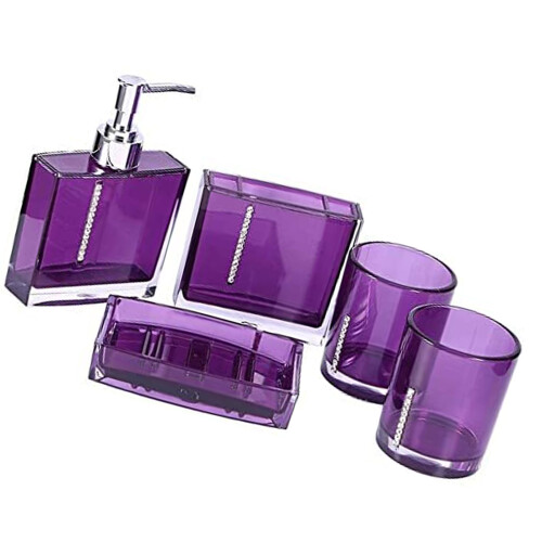 5 stks/pak Acryl Badkamer Dispenser Set Glossys Douche-Paars