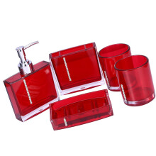 5 stks/partij Luxe Acryl Ijdelheden Set Badkamer-Rood