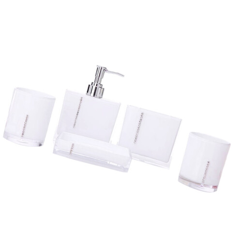 5Pieces Bathroom Essentials Set Not Breakable Acrylic-White