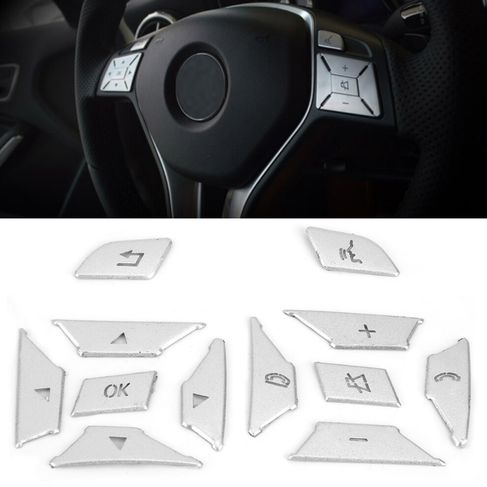 12Pcs Alloy Steering Wheel Button Patch Fit For W204 W212 W117 Silver 4651382721647