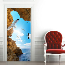 Ocean Door Stickers Mountain Door Mural Self Adhesive 3D Wallpaper 80x210 cm