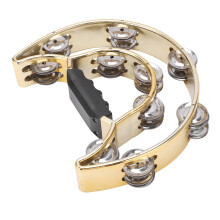 Doppelreihiges gelbes Metall-Tamburin mit Glöckchen Handpercussioninstrument 20 cm