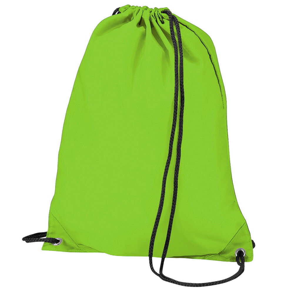 (One Size, Lime Green) BagBase Budget Water Resistant Sports Gymsac Drawstring Bag (11L) (Pack of 2)